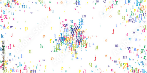 Flying latin letters. Colorful childish scattered