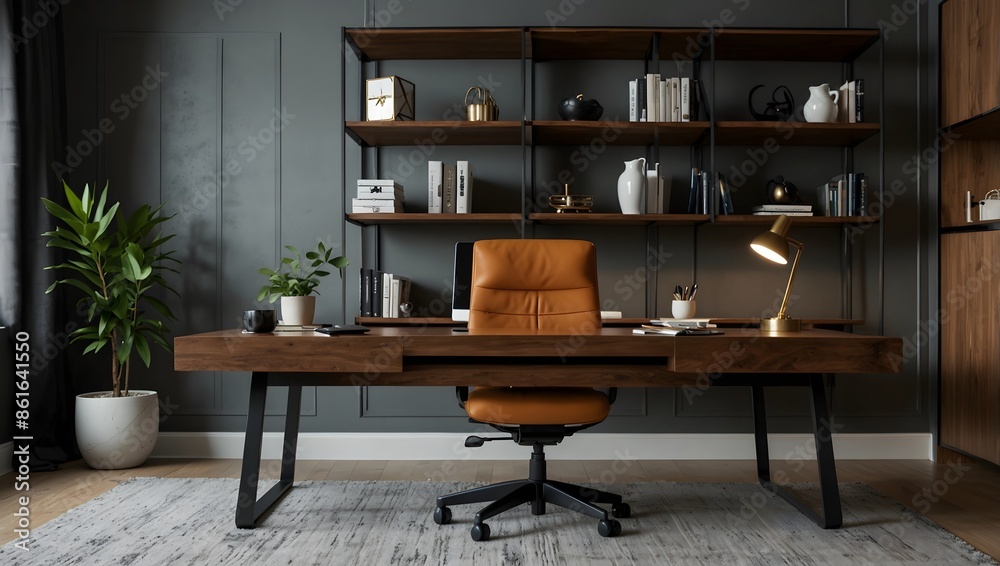 Home office with productivity and style using sleek, ergonomic furniture and personalized decor ai-generated Home office with productivity and style using sleek, ergonomic furniture and personalized decor ai-generated
