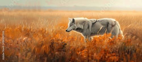 An Arctic wolf roaming thro...