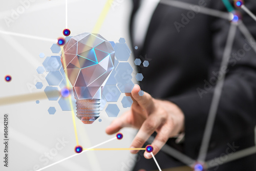 lamp idea holding in hand 3d