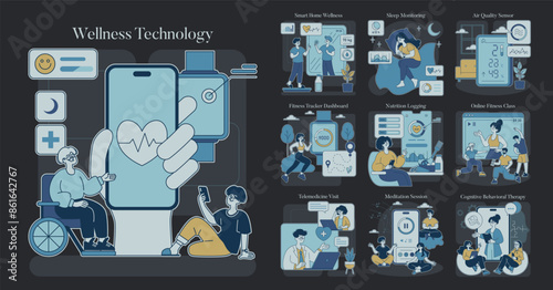 Wellness Technology. Flat Vector Illustration