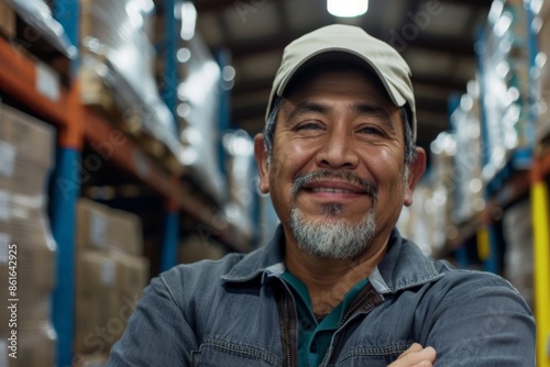 Portrait of a smiling middle aged male warehouse worker