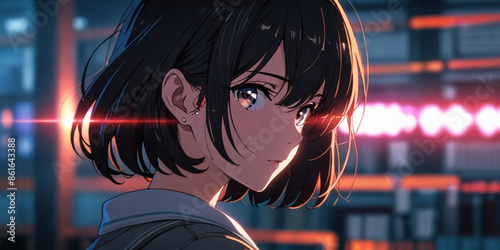 Anime girl vector illustration
