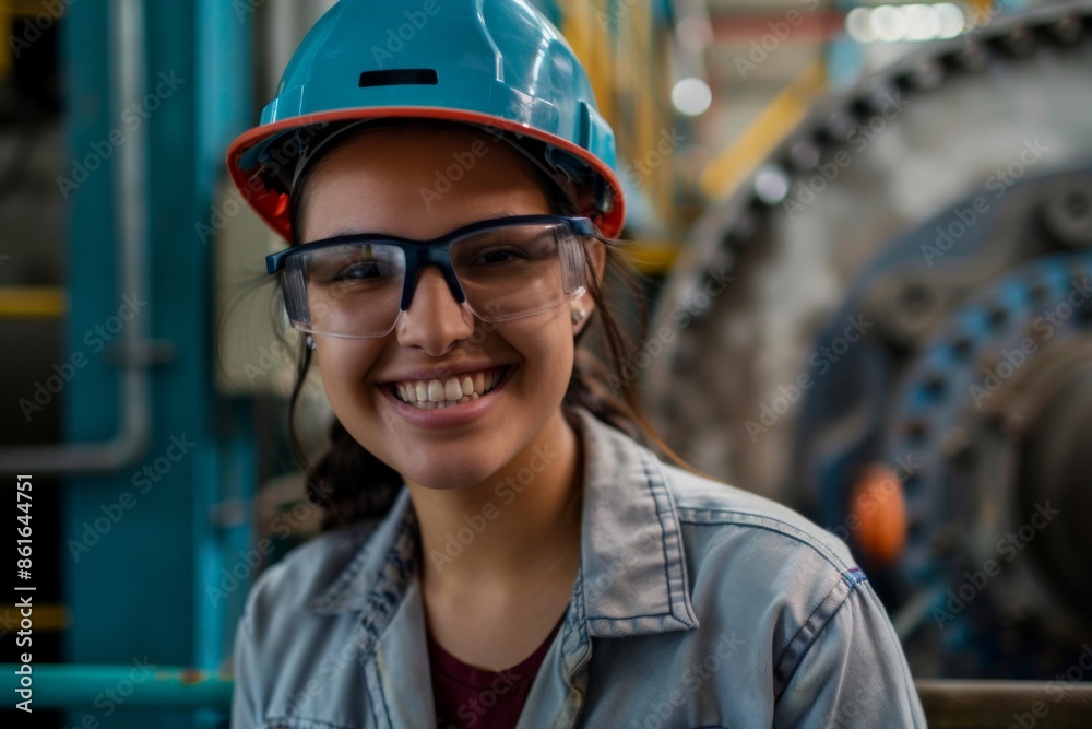 Portrait of a young smiling female engineer at Hydroelectric Dam