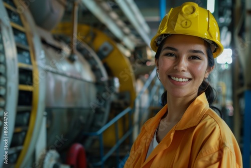 Wallpaper Mural Portrait of a young smiling female engineer at Hydroelectric Dam Torontodigital.ca