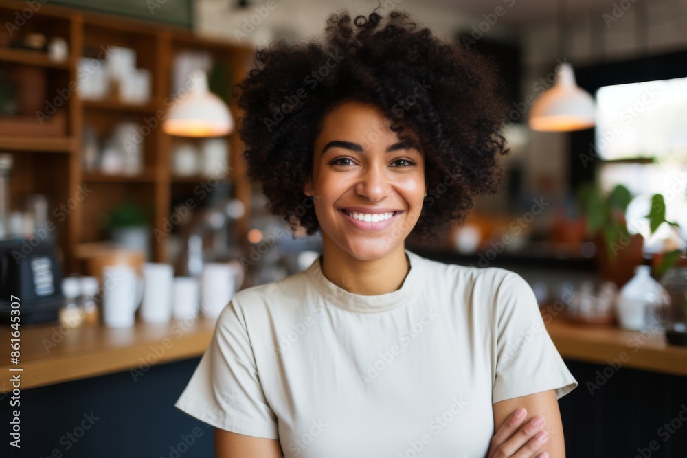 Portrait of a smiling African American female barista Portrait of a smiling African American female barista