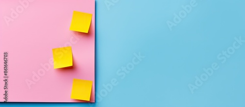 Pink note paper and yellow ...