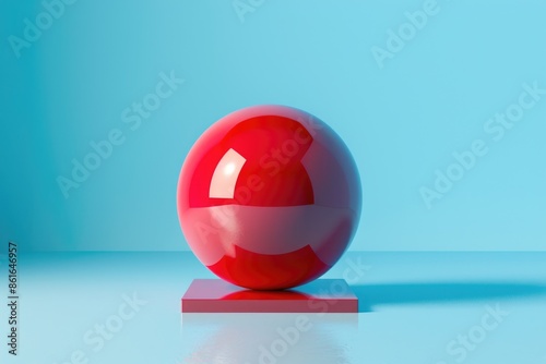 A red ball perched on top of a blue surface, ideal for use in editorial or commercial contexts where a bold pop of color is needed