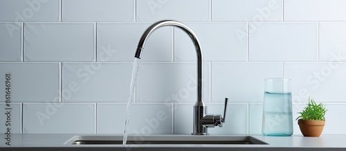 A thirsty person fills a gl...