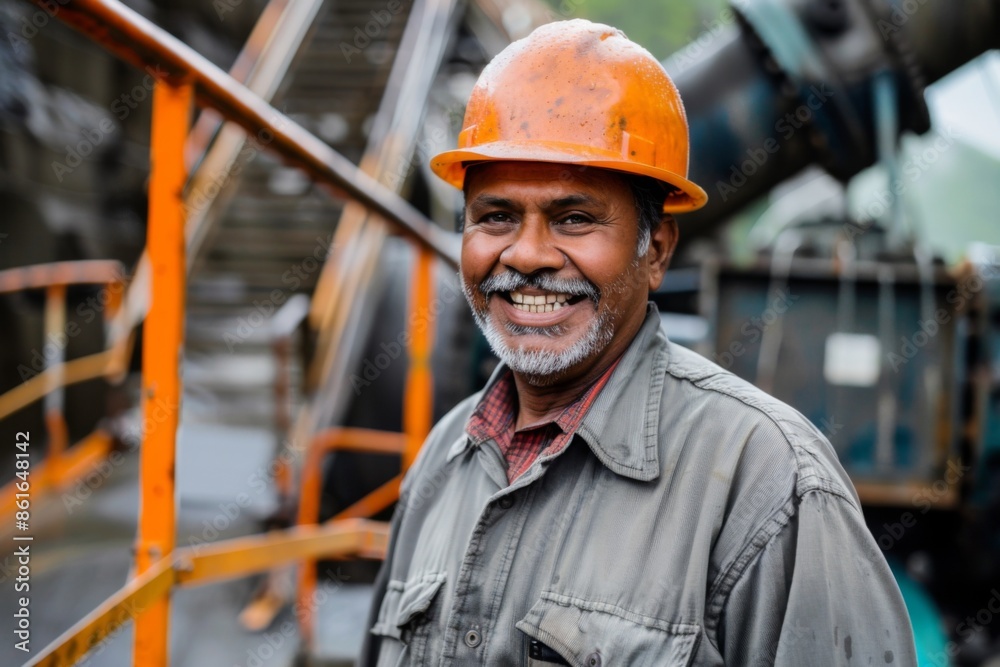 Portrait of a middle aged smiling male engineer at Hydroelectric Dam Portrait of a middle aged smiling male engineer at Hydroelectric Dam