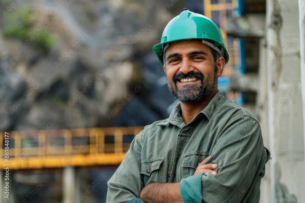 Portrait of a middle aged smiling male engineer at Hydroelectric Dam Portrait of a middle aged smiling male engineer at Hydroelectric Dam