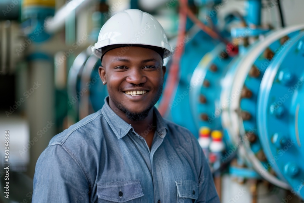 Portrait of a young smiling male engineer at Hydroelectric Dam Portrait of a young smiling male engineer at Hydroelectric Dam