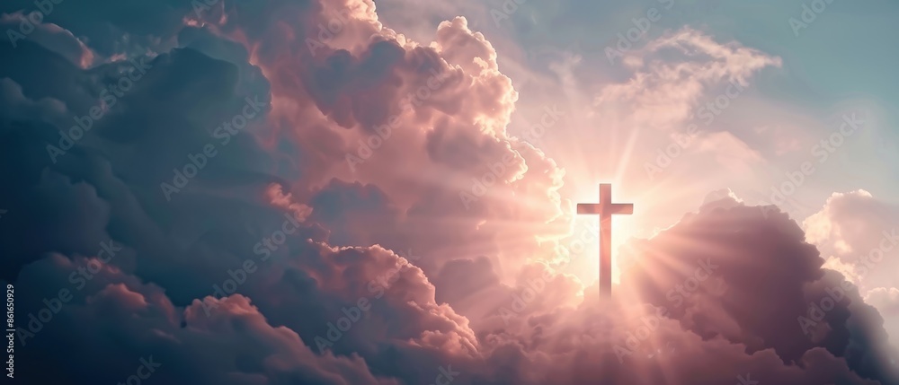 Glowing cross in a dreamlike sky, surreal clouds, soft light, fantasy elements, spiritual inspiration Glowing cross in a dreamlike sky, surreal clouds, soft light, fantasy elements, spiritual inspiration