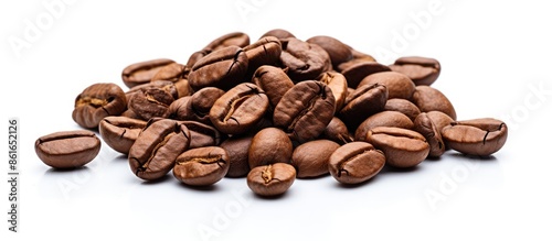 Coffee beans on a white bac...