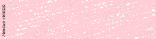 White hearts scattered on pink background.