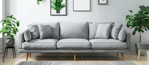 empty grey sofa in living r...