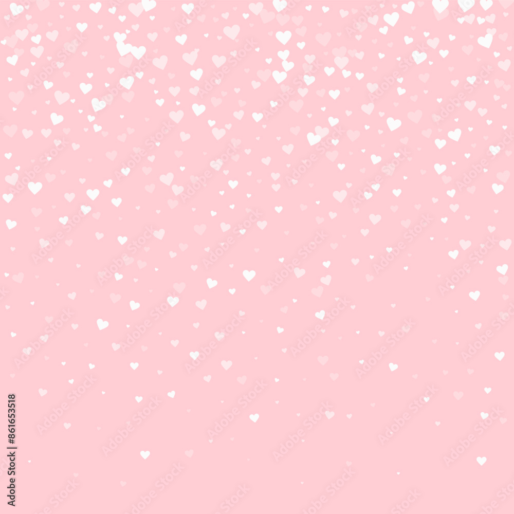 White hearts scattered on pink background.