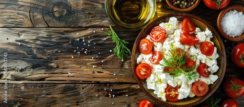 Top view of a salad with to...