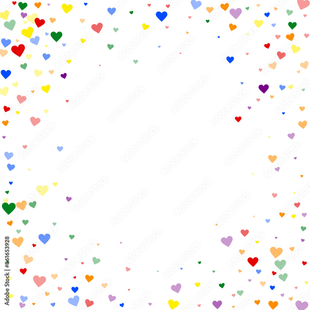Rainbow colored scattered hearts. LGBT valentine Rainbow colored scattered hearts. LGBT valentine
