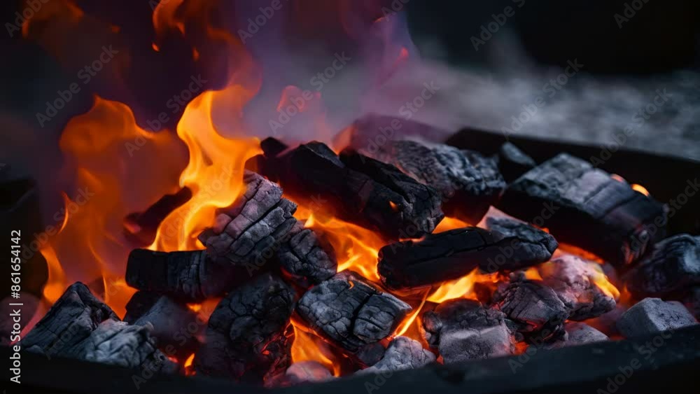 Closeup of burning coals from a fire, barbeque fire grilling campfire barbecue Closeup of burning coals from a fire, barbeque fire grilling campfire barbecue