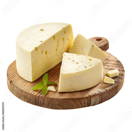 AI Image of Round Brazilian Minas Cheese (Cured or Fresh) with Transparent Background