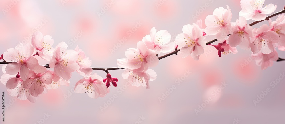 The delicate pink Japanese cherry blossom petals create a stunning picturesque scene with soft hues, ideal for adding text with copy space image. The delicate pink Japanese cherry blossom petals create a stunning picturesque scene with soft hues, ideal for adding text with copy space image.