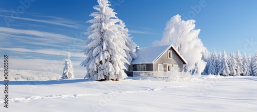 Snow-covered house and Chri...
