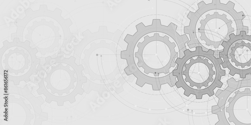 Rotating gears. Engineering industry. Technology Banner. Vector illustration.