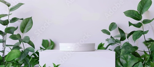 Minimalist white podium moc...