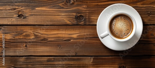 Wooden table set with a cup...