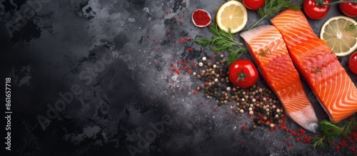 Fresh raw salmon fillet, a ...