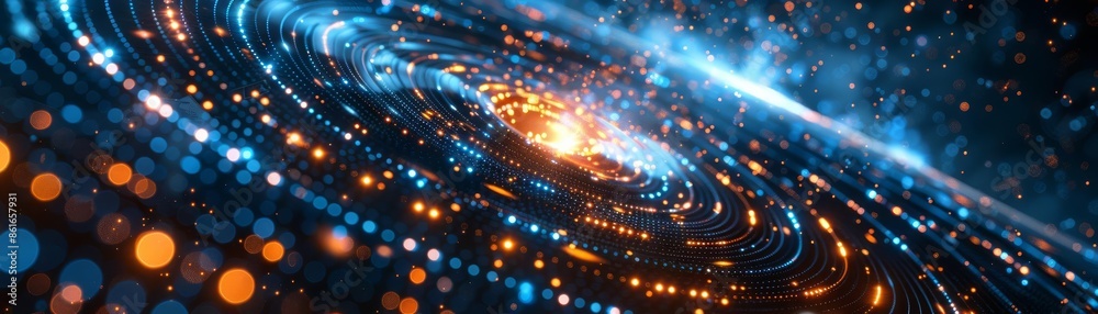 Obraz premium Concentric digital swirl, symbolizing technological innovation and data