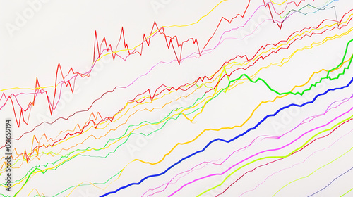 A vibrant multi-colored stock performance graph on a white background, showcasing various financial trends and data patterns with a dynamic and eye-catching design.