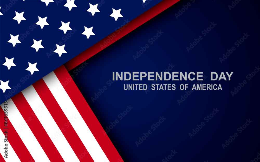Obraz premium United States Independence Day background with flag. 4th of July banner, greeting card. Vector illustration