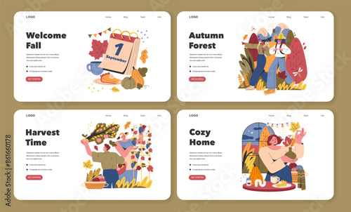 Welcome Fall. Flat Vector Illustration