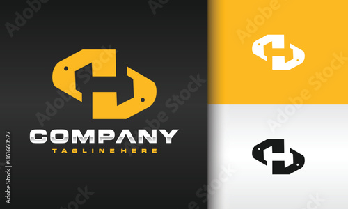 letter H excavator logo