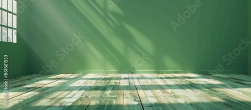 green empty room with woode...