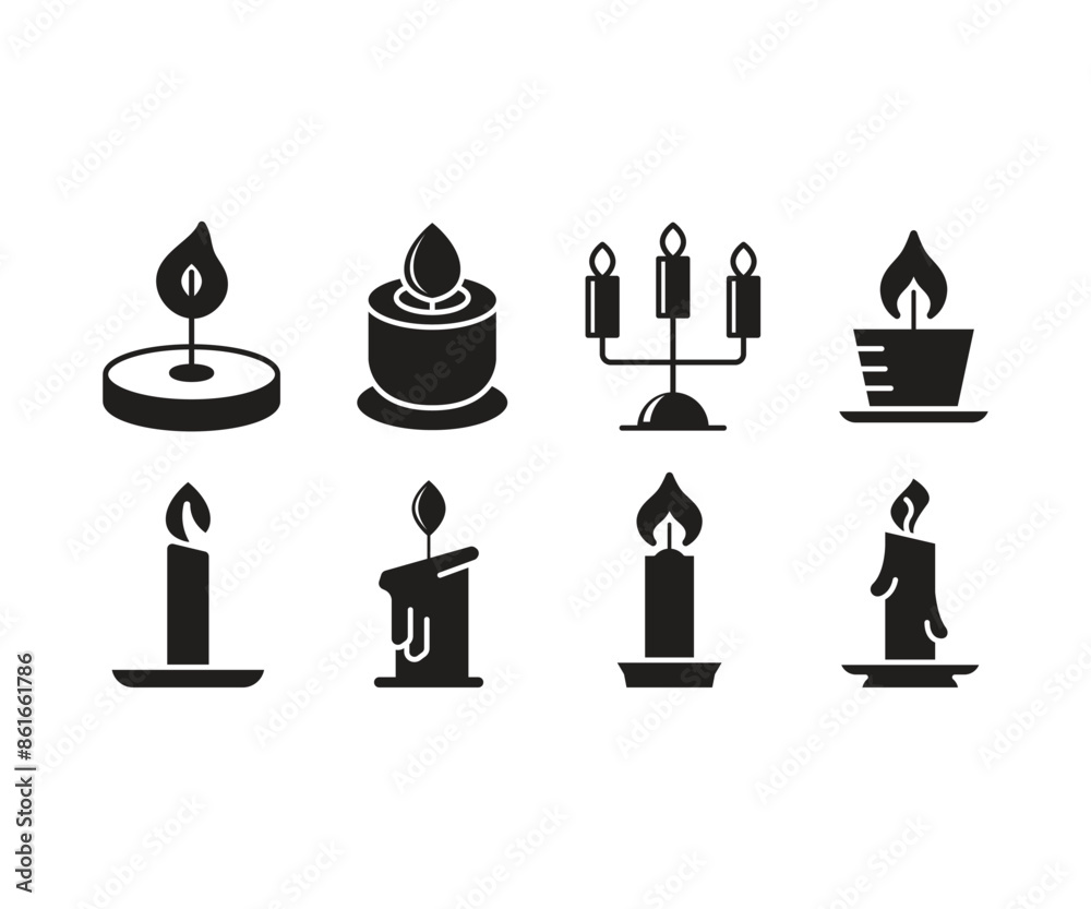 candle icons set vector illustration candle icons set vector illustration