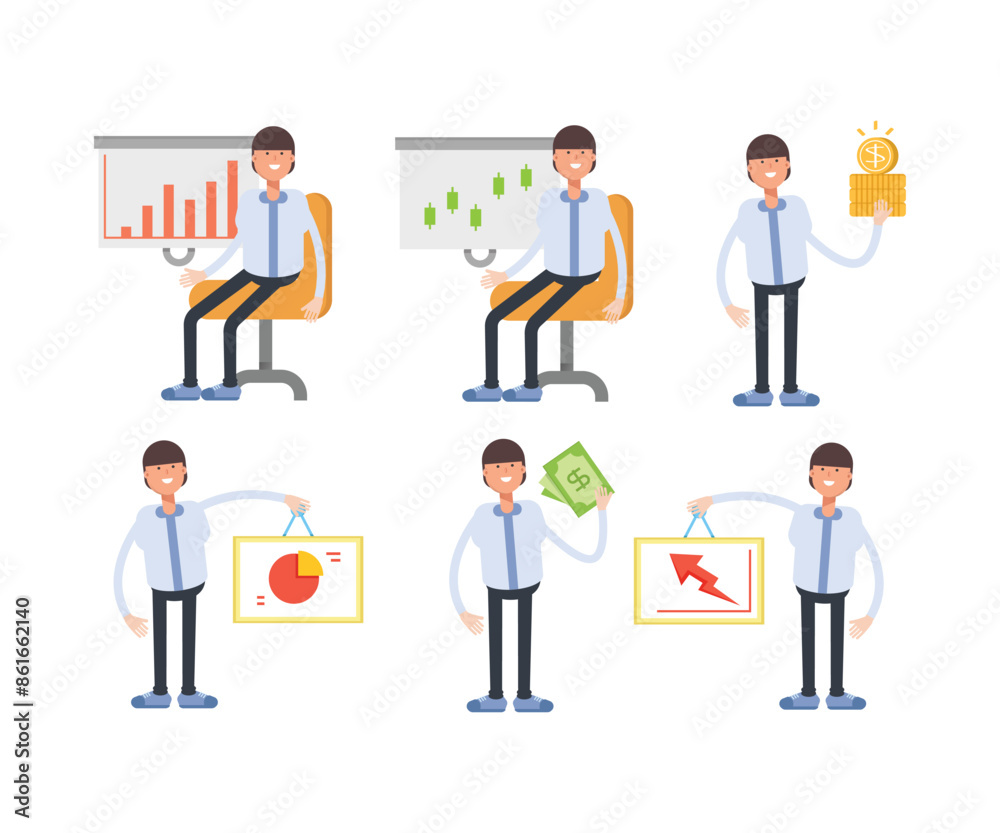 office worker characters in various poses vector illustration office worker characters in various poses vector illustration