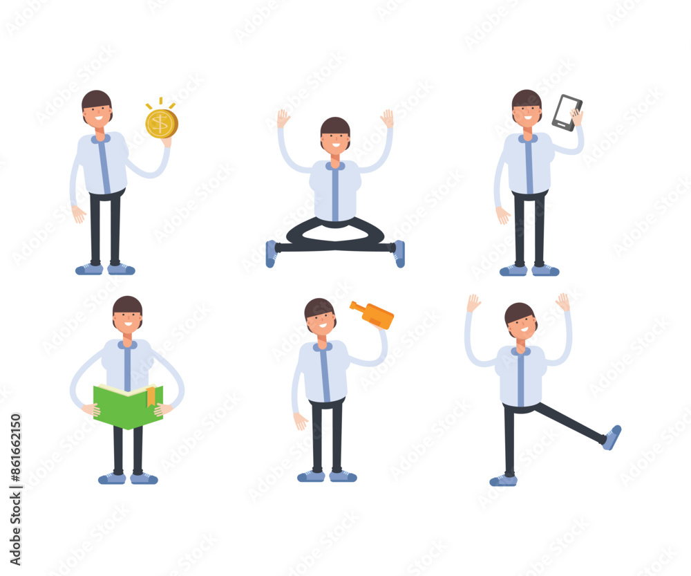 office worker characters in various poses vector illustration office worker characters in various poses vector illustration