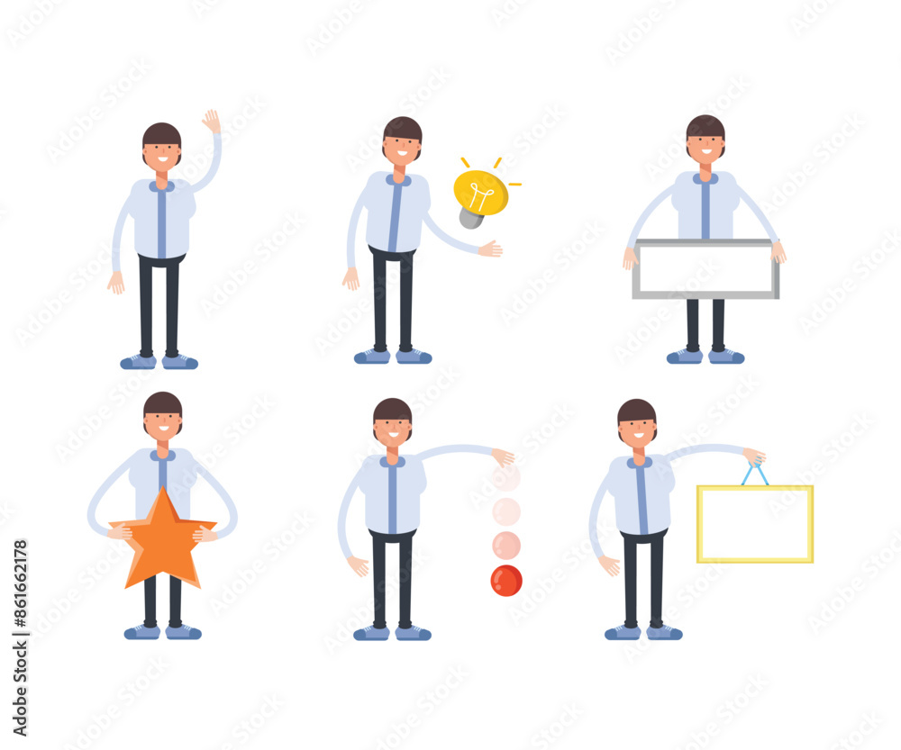 office worker characters in various poses vector illustration office worker characters in various poses vector illustration