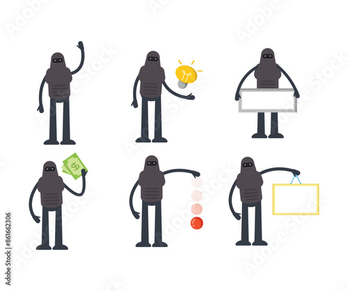 robot characters in various poses vector illustration