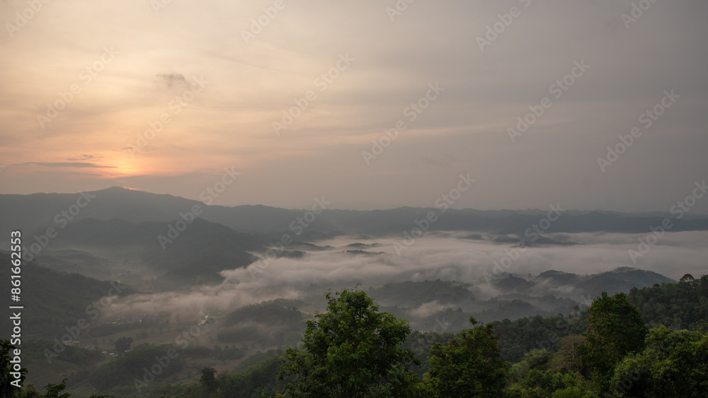 Morning view high on the mountain. Morning view high on the mountain.