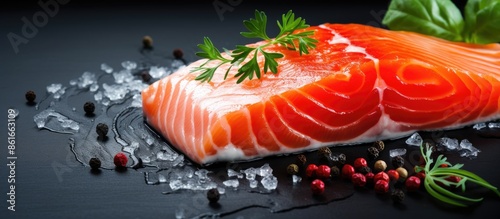 Fresh raw salmon fillet, a ...