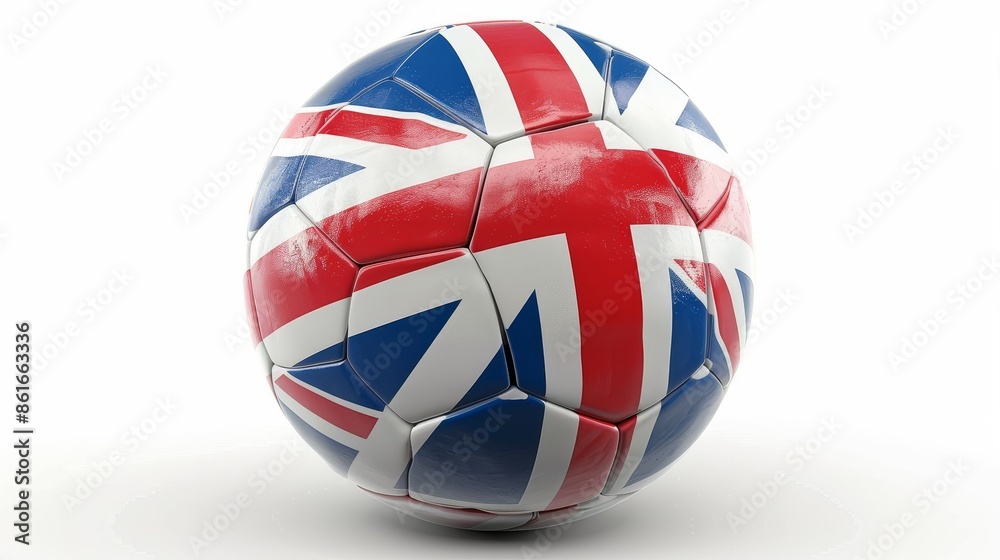European Football Championship 2024, A soccer ball with the flag design of English on white background European Football Championship 2024, A soccer ball with the flag design of English on white background
