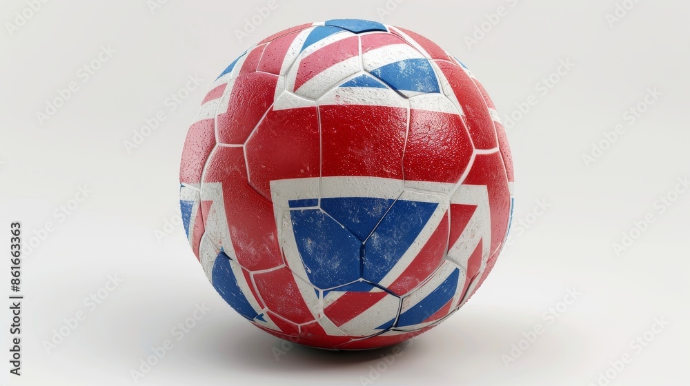 Obraz premium European Football Championship 2024, A soccer ball with the flag design of English on white background