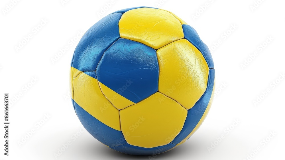 European Football Championship 2024, A soccer ball with the flag design of Ukrainian on white background European Football Championship 2024, A soccer ball with the flag design of Ukrainian on white background