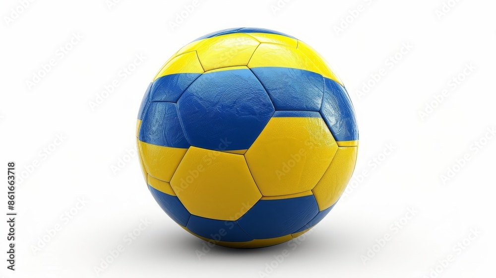 European Football Championship 2024, A soccer ball with the flag design of Ukrainian on white background European Football Championship 2024, A soccer ball with the flag design of Ukrainian on white background