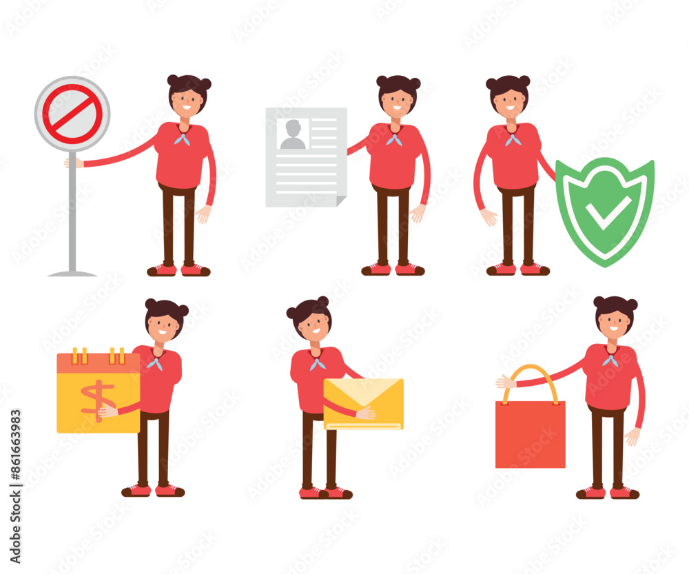 girl student characters in various poses vector illustration girl student characters in various poses vector illustration