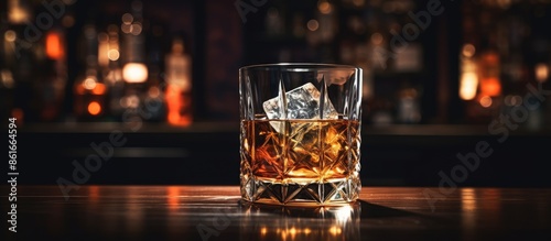 Elegant whiskey glass on a ...